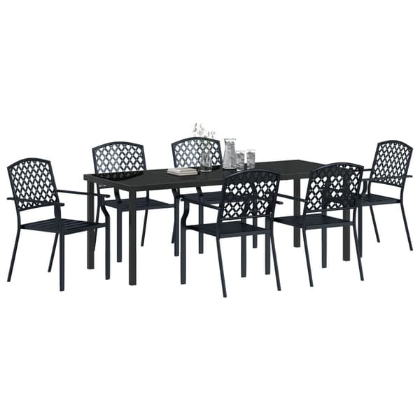 Trädgårdsmöbelset 7 pcs Antracit Pulverlackerat stål