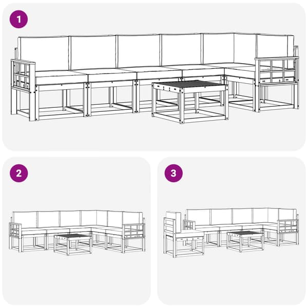 Utomhussoffset med kudde 7 pcs Vit och antracit Polyester