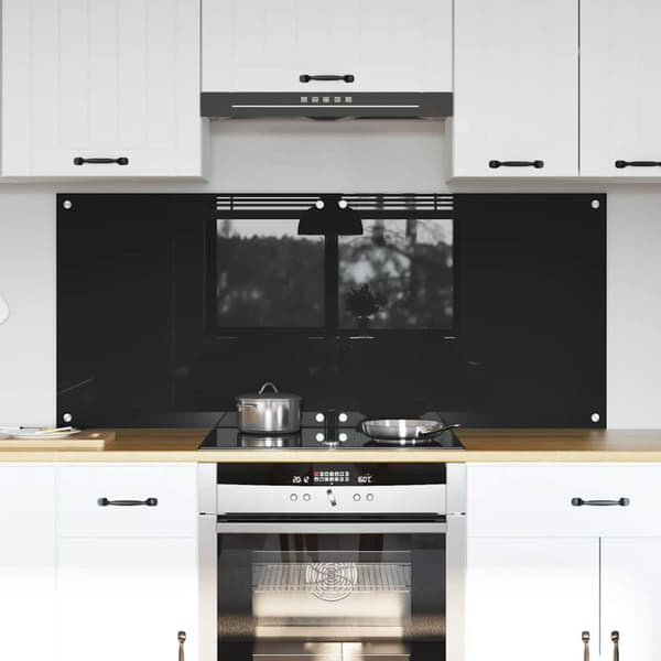 Köksskydd 2 pcs Svart 70 x 60 cm härdat glas