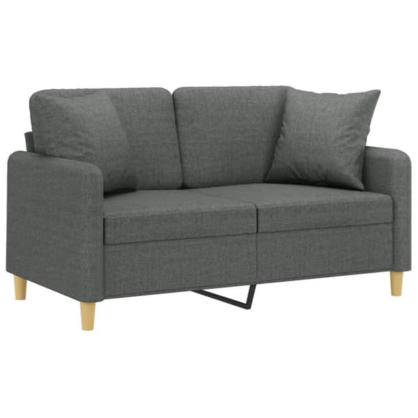 2-sits soffa med prydnadskuddar mörkgrå 120 cm tyg