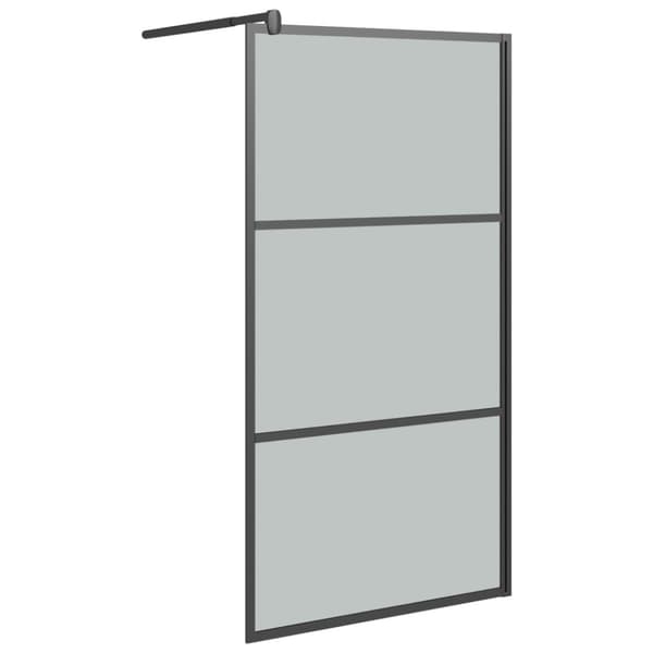 Duschvägg 115x195cm halvfrostat ESG-glas svart