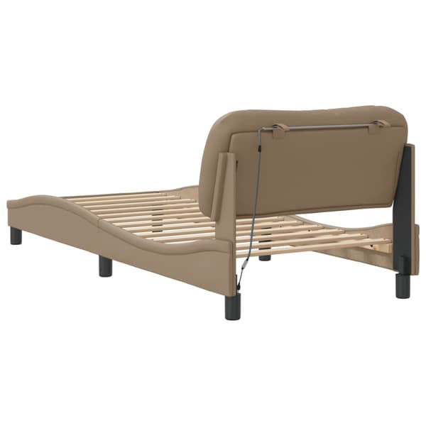 Bed Frame with LED without Mattress "Hvar" Cappuccino 90x190 cm