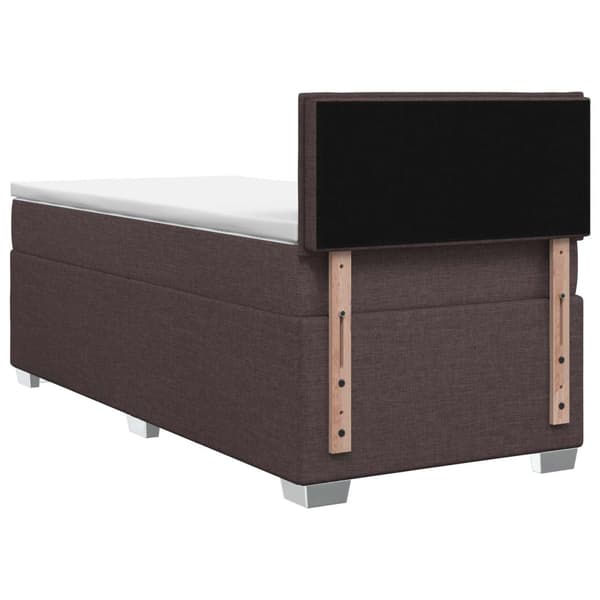 Boxspring säng med madrass och LED Mörkbrun 80 x 200 cm Tyg