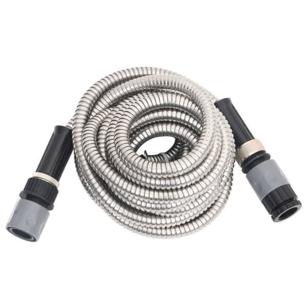 Slang med sprutmunstycke silver 0,6" 30 m rostfritt stål