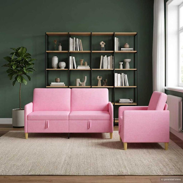 Soffgrupp med förvaring 2 pcs Rosa Polyester