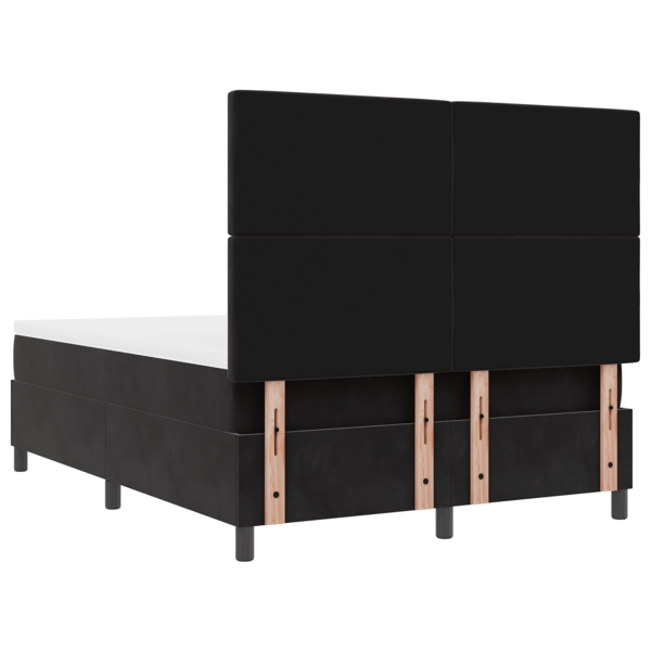 LED Box Säng med madrass Svart 140 x 200 cm Sammet