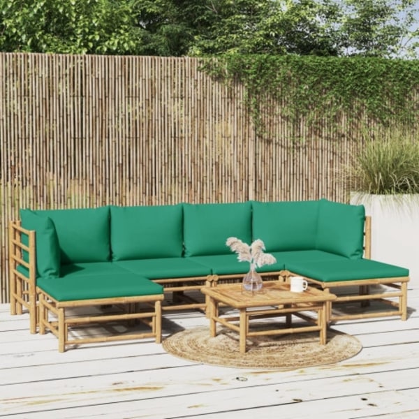 Loungegrupp 7 delar gröna dynor bambu