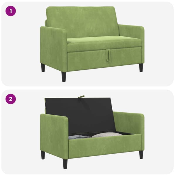 Soffa med förvaring Ljusgrön 122 x 78 x 87 cm Polyester
