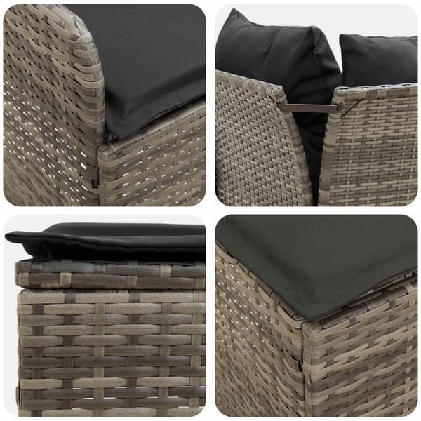 Möbelset med kudde 7 pcs Grå och mörkgrå PE Rattan