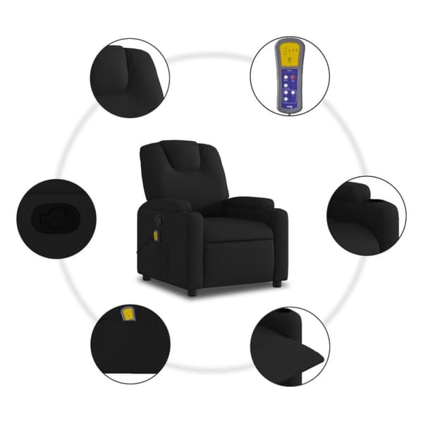 Massagefåtölj svart tyg
