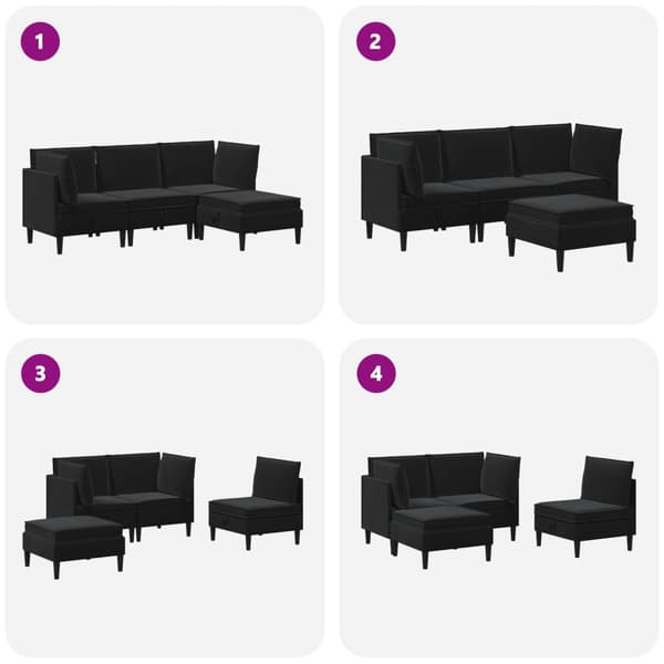 Möbelset för vardagsrummet med kudde 4 pcs Svart Sammet