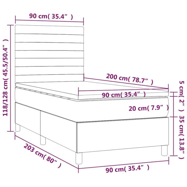 Ramsäng med madrass mörkgrön 90x200 cm sammet