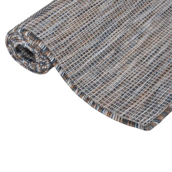 Utomhusmatta plattvävd 100x200 brun och blå