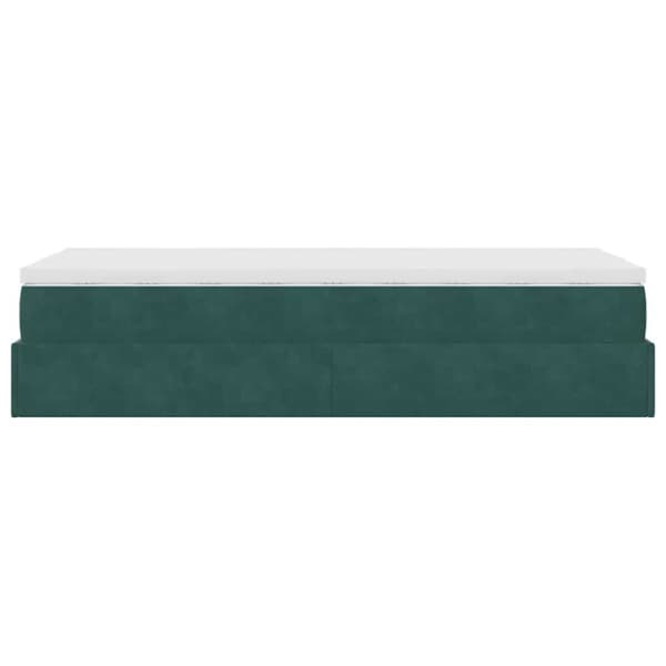 Ottoman sängram med madrass mörkgrön 90x200 cm sammet