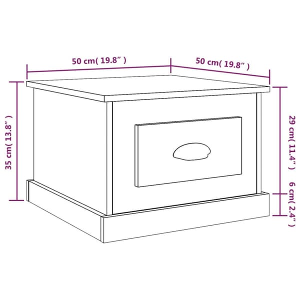 Soffbord vit 50x50x35 cm konstruerat trä