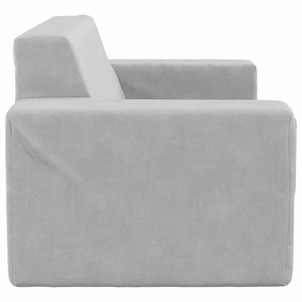 Barnsoffa 2-sits ljusgrå mjuk plysch