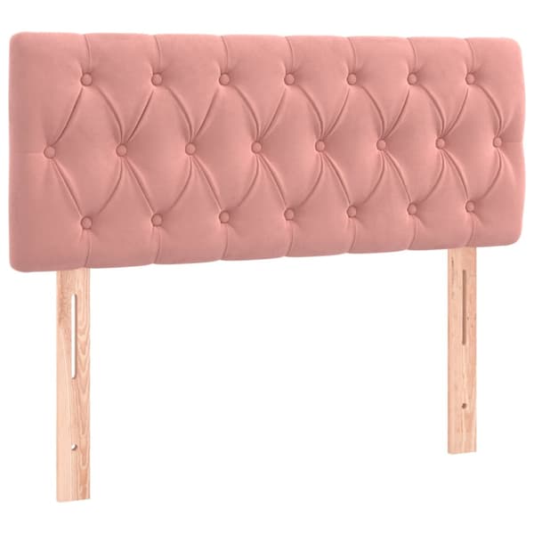 Sänggavel LED rosa 90x7x78/88 cm sammet