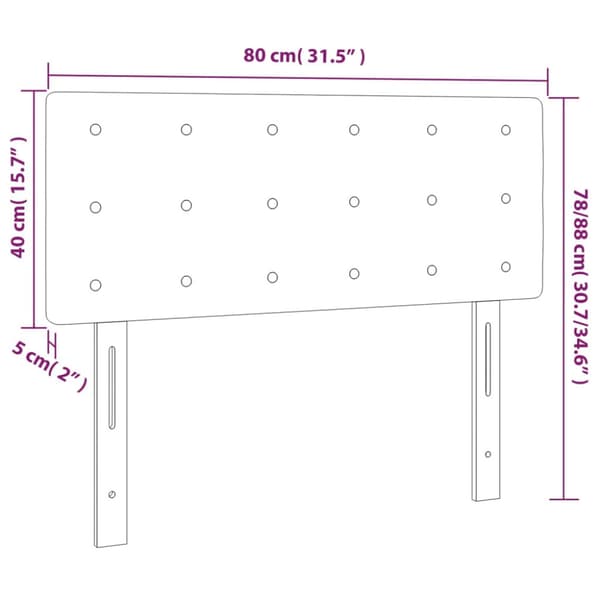 Sänggavel LED ljusgrå 80x5x78/88 cm sammet