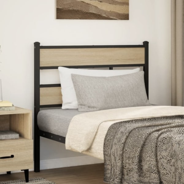 Sänggavel sonoma-ek 90 cm järn och konstruerat trä