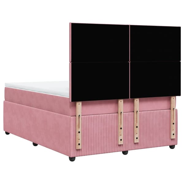 Ramsäng med madrass rosa 160x200 cm sammet