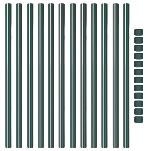 Stängselstolpe 12 pcs Grön 100 cm Pulverlackerad stål