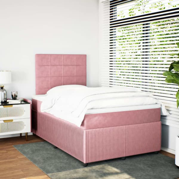 Ramsäng med madrass rosa 120x190 cm sammet