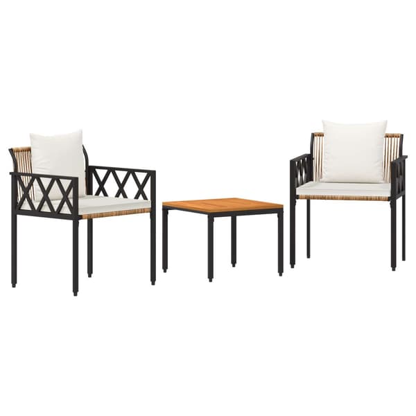 Utemöbelset 3 pcs Brun och krämvit konstrotting