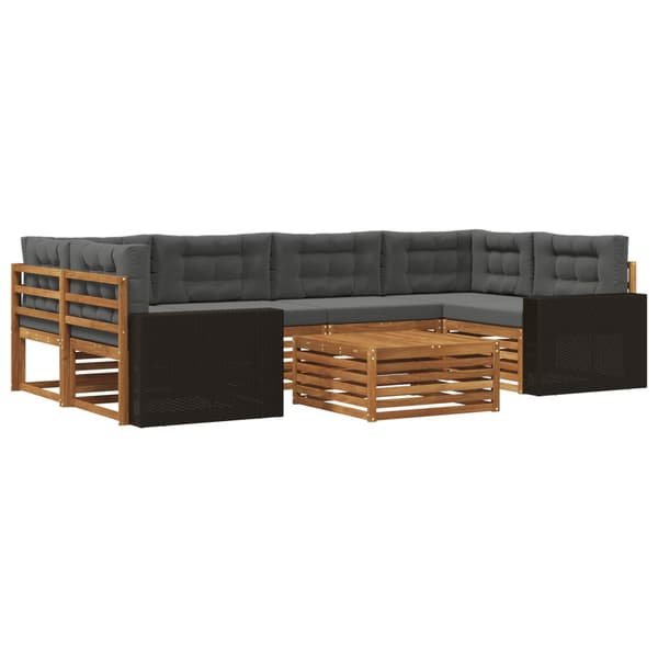 Utomhussoffset med kudde 7 pcs Naturlig och Antracit Polyester