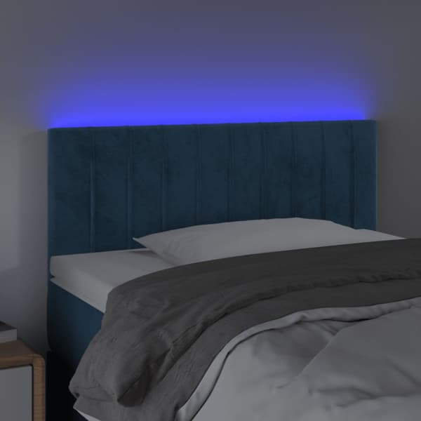Sänggavel LED blå 100 x 5 x 78/88 cm sammet