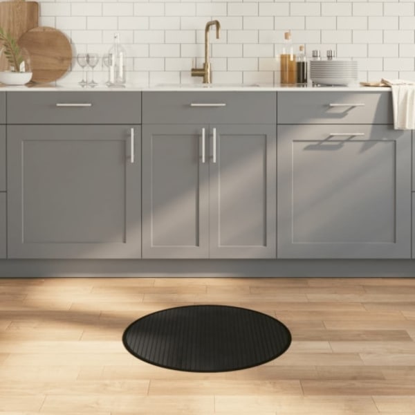 Matta rund svart 60 cm bambu