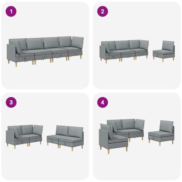 Möbelset för vardagsrummet med kudde 4 pcs Ljusgrå Tyg