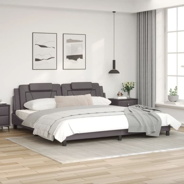 Bed Frame "Viana" with LED without Mattress Grey 200x200 cm