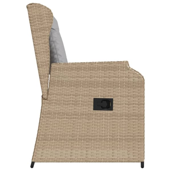 Justerbara trädgårdsstolar 2 st med dynor beige konstrotting