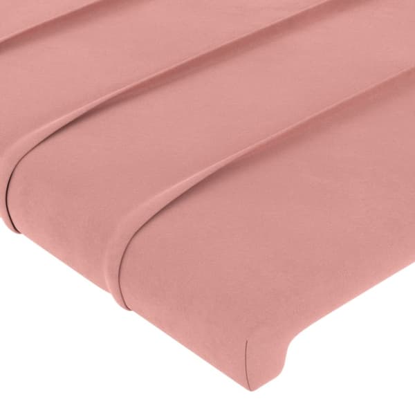 Sänggavel LED rosa 93x16x78/88 cm sammet
