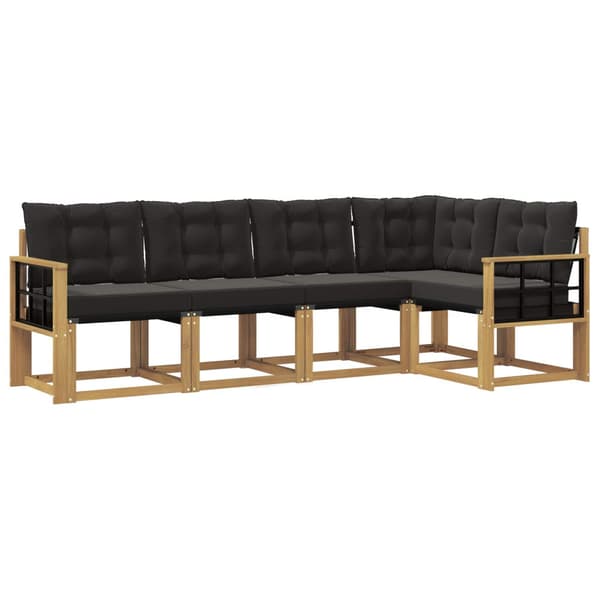 Utomhussoffset med kudde 5 pcs Vit och svart