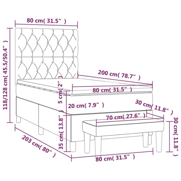 Ramsäng med madrass ljusgrå 80x200 cm tyg