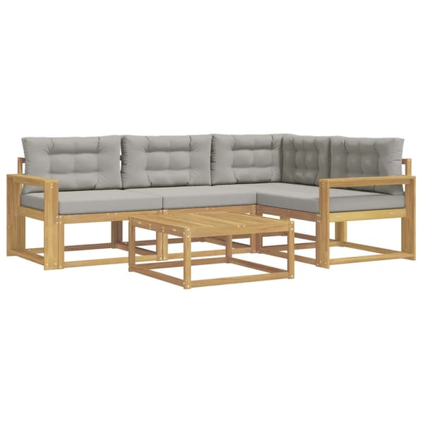 Utomhussoffset 5 pcs Vit och ljusgrå 79 x 79 x 37 cm Polyester