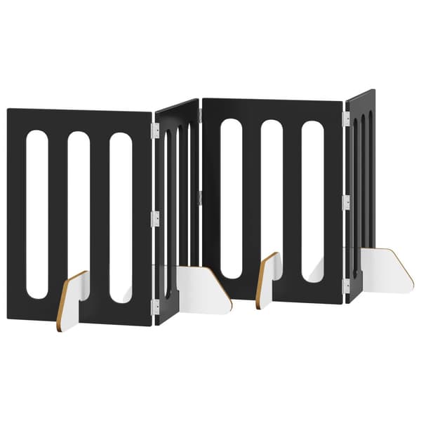 Fällbar husdjursgrind 4 pcs Svart Ek 201 x 38 x 70 cm