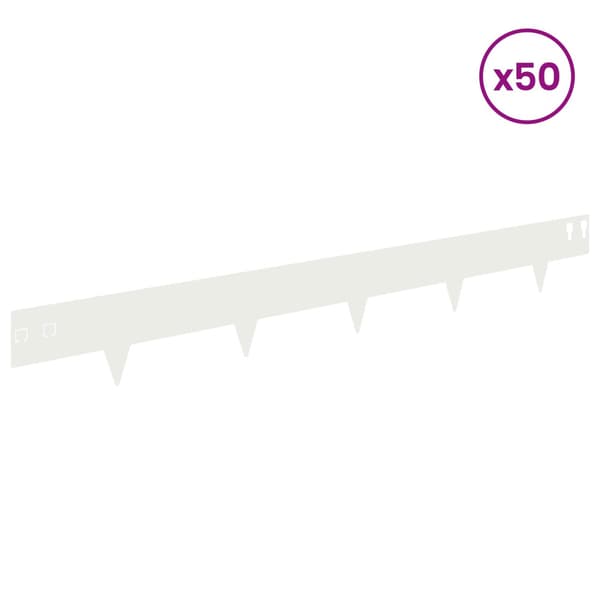 Kant för gräsmatta 50 pcs 100 x 12 cm Stål Vit