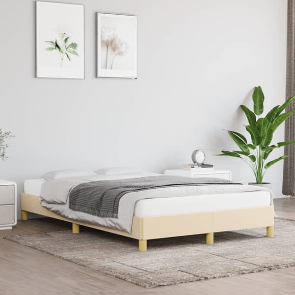 sängram utan madrass gräddvit 120x190 cm tyg