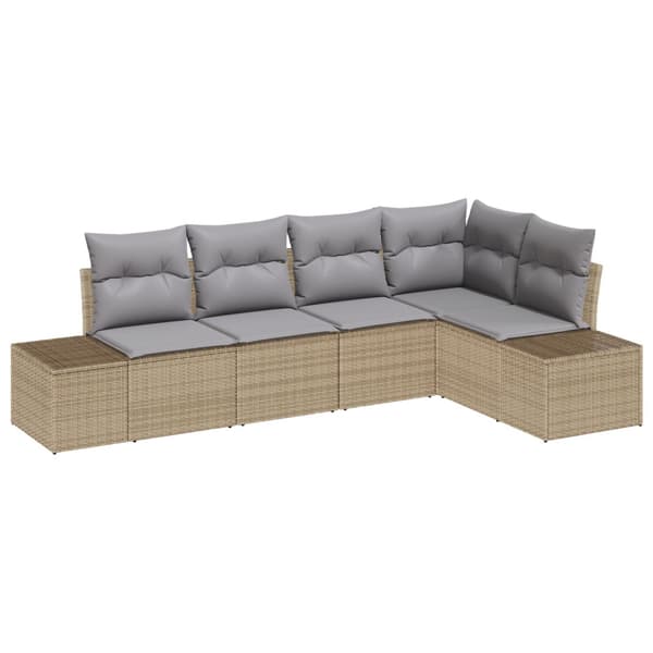 Trädgårdsoffset 5 pcs Beige och Ljusgrå konstrotting