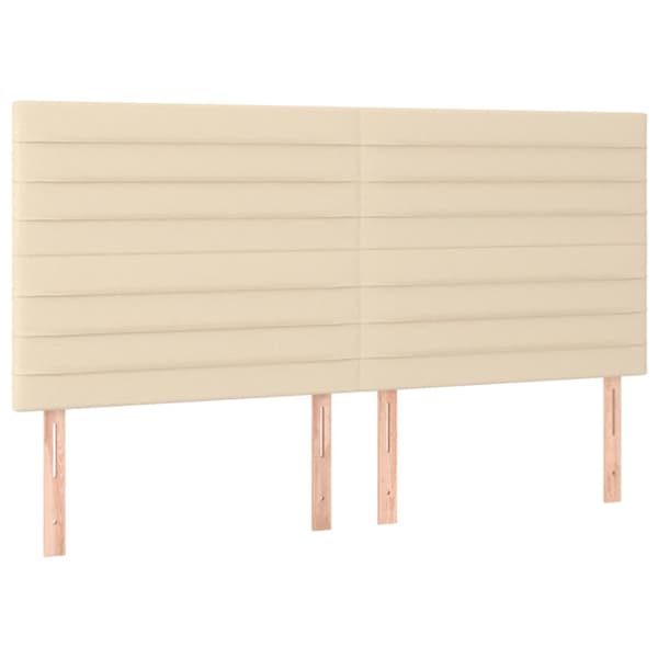 Sänggavel LED gräddvit 160x5x118/128 cm tyg