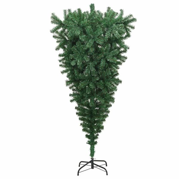 Upp och ner Konstgjord Förbelyst Julgran med Bollar Set 210 cm