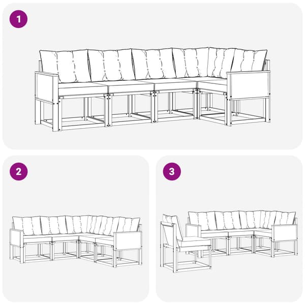 Utomhussoffset med kudde 5 pcs Naturlig och Grädde