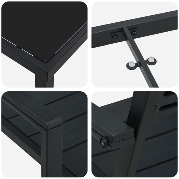 Trädgårdsmöbelset 9 pcs Svart Pulverlackerat stål