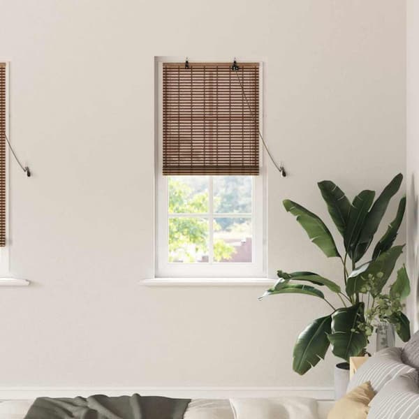 Rullgardin med gardiner Brun 60 x 220 cm Bambu