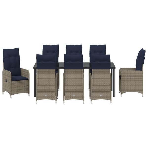 Trädgårdsmöbelset 9 pcs Svart konstrotting