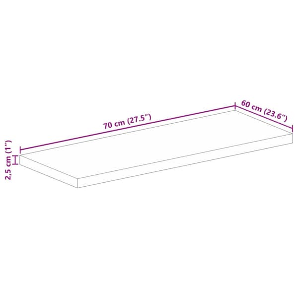 Bordsskiva 70x60x2,5 cm rektangulär massivt mango-trä