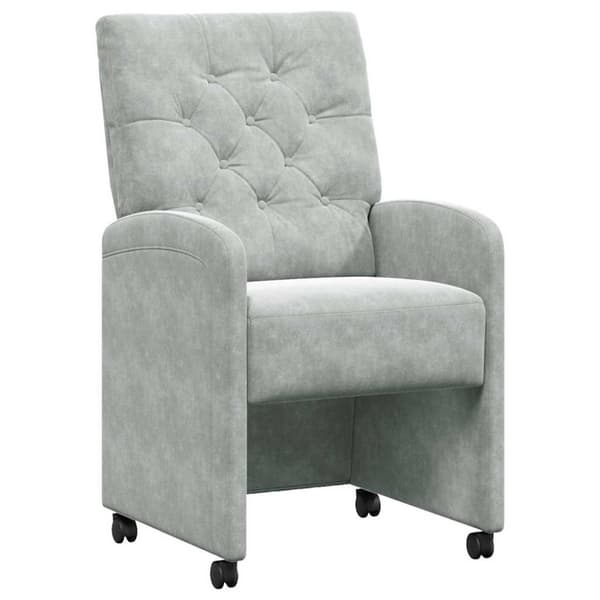 Matstolar med hjul 2 pcs Ljusgrå 58 x 67 x 97 cm Sammet