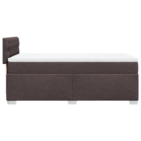 Ramsäng med madrass mörkbrun 90x190 cm tyg